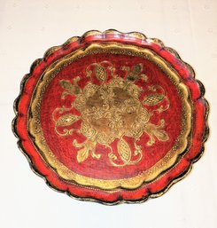 Hand Painted Wood Gold & Red Florentine Dish
