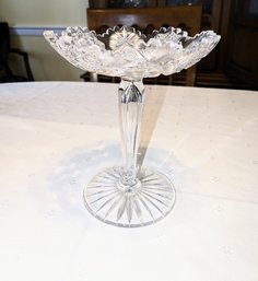 Vintage Cut Crystal Compote Dish, Believed To Be American Brilliant Period, Circa 1900)