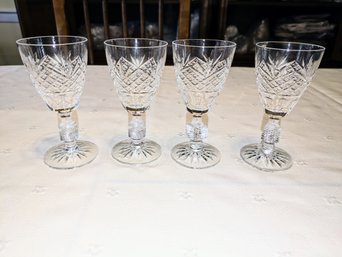 Set Of 4 Cut Crystal Cordial Glasses