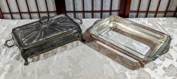 2 Large Silver Plated Servers One  Lidded
