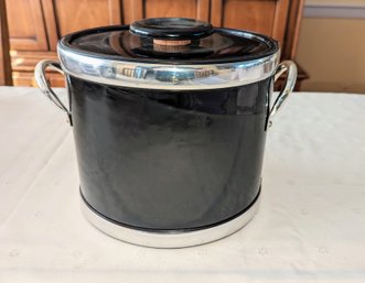 MCM Black, Vinyl & Chrome Metal Ice Bucket