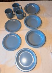 Vintage Texas Ware Blue Plastic Cup & Dish Set