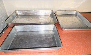 Set Of 3 Metal Baking Pans, Baker King, Mirro & Unmarked