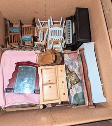 Big Box Of Vintage Dollhouse Furniture