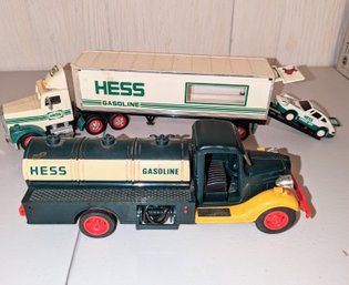 2 Vintage Hess Trucks (Gas & Trailer With Porsche) - No Boxes