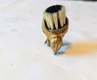 Vintage Ornate Brass Decoration Crumb Brush - Chicken Design