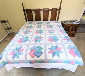 Beautiful Queen Size Muted Pastel Tone Handmade Quilt