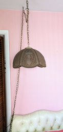 Vintage Wicker Dome Swag Light