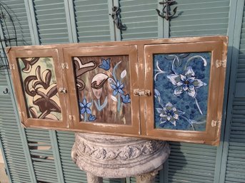 Beautiful Hand Painted Wall Mount Vintage Cabinet