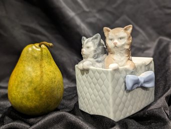 Vintage NAO Lladro Accents Kittens In A Basket