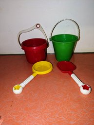 Pair Of Beach Buckets And Shovels