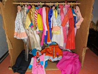 Vintage Makeshift Closet Full Of Barbie Clothing And Accessories