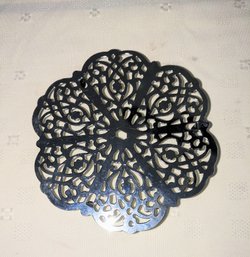 Silver Plate Flower Design Pattern 3 Footed Trivet
