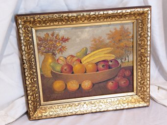 Signed Still Life Painting Of Fruit 1970 #16