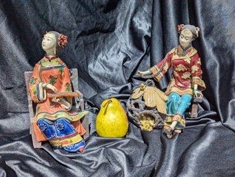 Pair Of Chinese Stoneware Statues With Very Fine Details