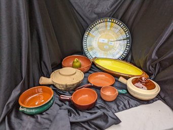 Collection Of 9 Cookware Pieces And A Decorative Cheese Plate