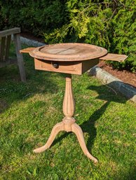 Antique Scrubbed Pine Side Table With Slide Out Trays