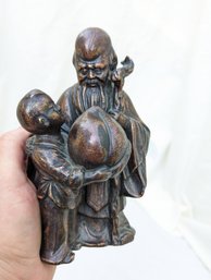 Decorative Metal Chines Statue Of Old Man And Young Boy