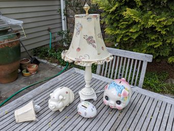 Collection Of Five Children Decor Items Including 3 Banks