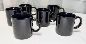 Set Of 6 Navy Blue Mugs