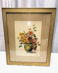 C1925 Original Signed Still Life Water Color, Signed By The Artist