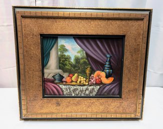 Vintage Ornate Framed Boker Signed Still Life & Landscape View Oil Painting