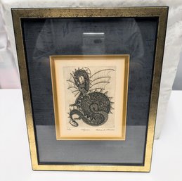 Framed, Numbered  & Signed Patricia A. Miuccio Hand Etching - 'Odyodus'