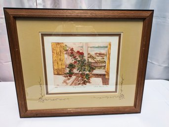 1980s Framed, Signed & Numbered Water Color By Teresa Amorosi  - 'Long Summer Day'