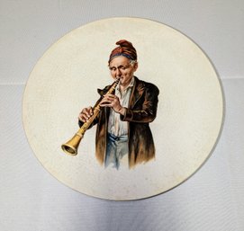 Vintage Italian Porcelain Plate With Musician Playing The Clarinet