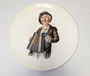 Vintage Italian Porcelain Plate With Musician Playing The Accordion