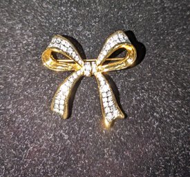 Vintage Authentic Swarovski Crystal Ribbon Bow Brooch
