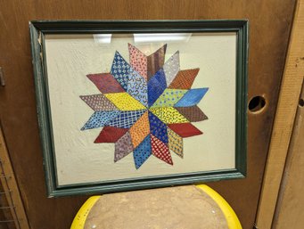 Old Framed Painted Cloth Quilt