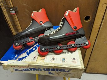 Pair Of Vintage Inline Roller Blades By Ultra-Wheels Size 11