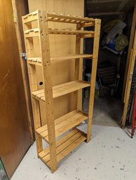 Adjustable Pine Shelf With An Upper Wine Rack