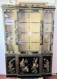Vintage Lighted Drexel Et Cetera Asian China Cabinet - 3 Glass Doors