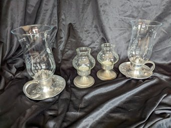 Collection Of Four Candle Holders With Glass Shades