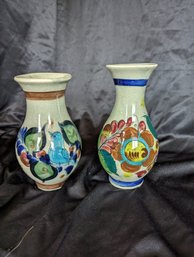 Two Glazed Stoneware Vases