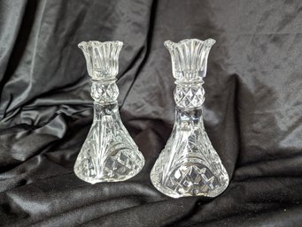 Pair Of Crystal Candle Holders #1