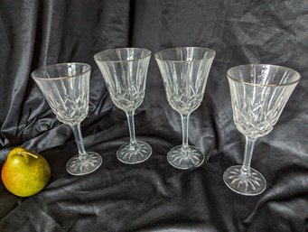 Collection Of Four Crystal Stemware Glasses With A Silver Rim Detail #5