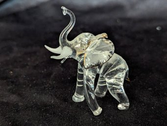 Crystal Elephant Figurine With Gold Detailing Around The Ears #22
