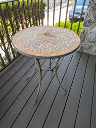 Metal Garden Table With A Mosaic Terracotta Top