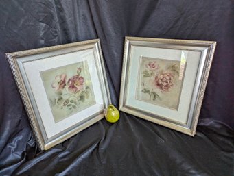 Pair Of Framed And Matted Floral Images