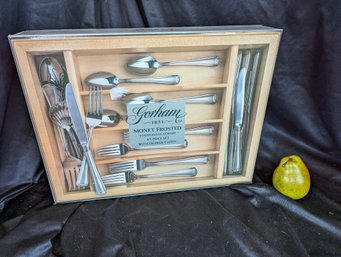 Gorham Monet Frosted Stainless Steel Flatware 45 Piece Set With Drawer Caddy #40