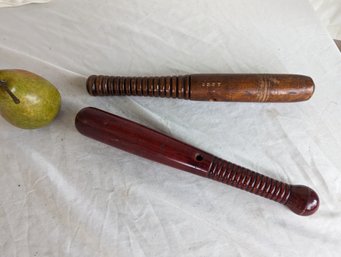 Two Vintage Wooden Billy Clubs