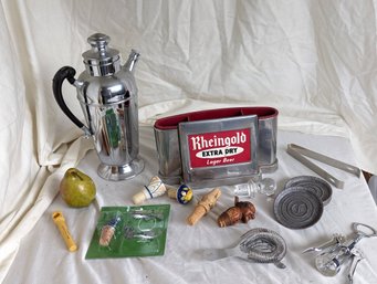 Collection Of Barware Including A Vintage Rheingold Caddy