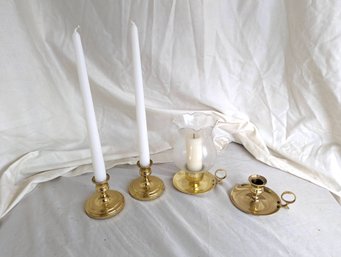 Collection Of Four Candle Sticks With Three Being Marked Baldwin