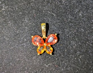 Vintage Stamped Nolan Miller Citrine Gemstone Butterfly Pendant - NO CHAIN