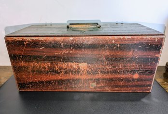 Vintage Metal Lock Box With Brass Handle (No Key)