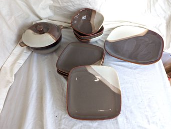 Collection Of Nine Pfaltzgraff Brownstone Stoneware Dishes