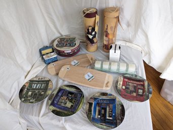 Collection Of 11 Items Including Two Bamboo Cutting Boards And Wine Boxes